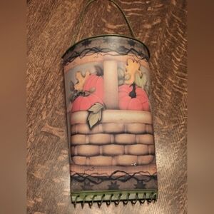 Farmhouse Flower Market Basket Autumn Harvest Wall Metal Pocket